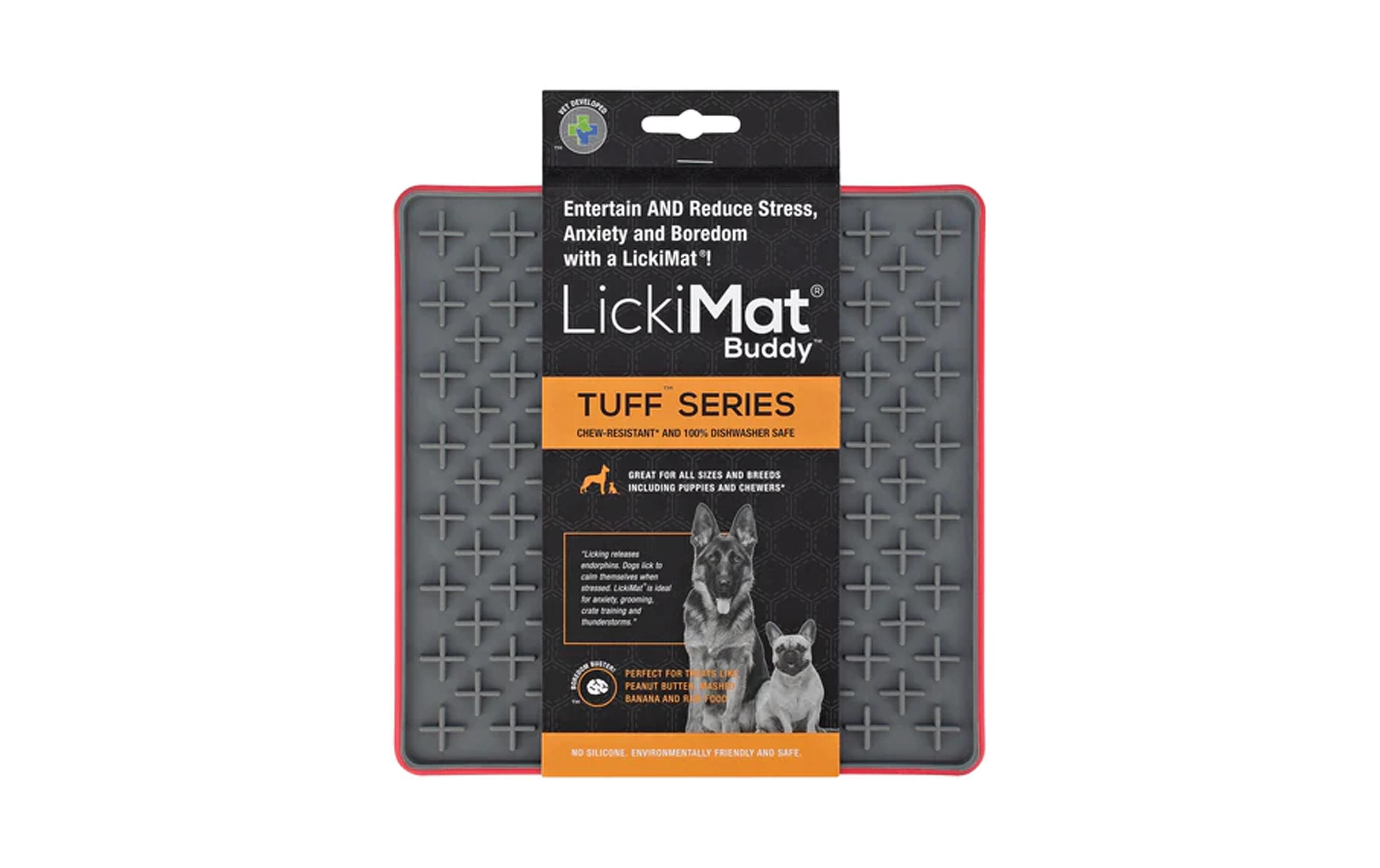 Futtermatte Buddy Tuff 20 x 20 cm, RotSchleckmatte für Hunde extra robust
