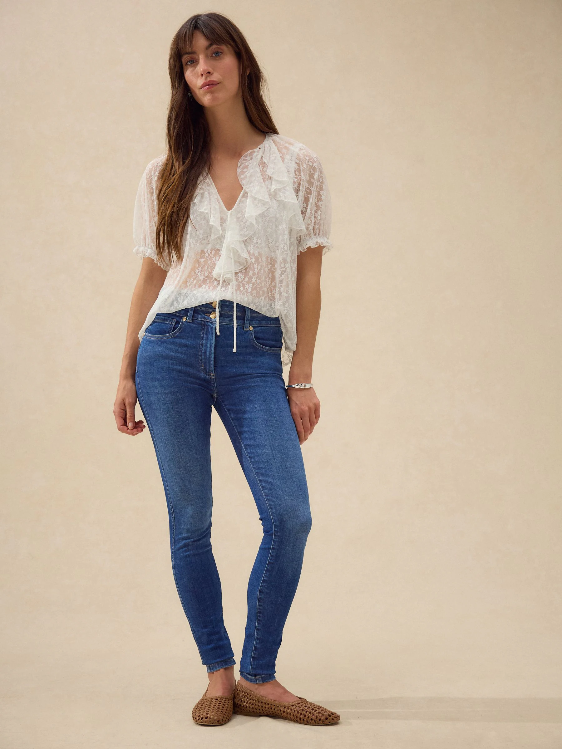 Middenblauwe denim wassing - Skinny jeans met verlengings- en afslankeffect
