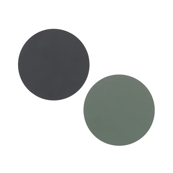 Lind DNA - Glasuntersetzer rund Double, Cloud anthrazit / Nupo pastellgrün (4er-Set)