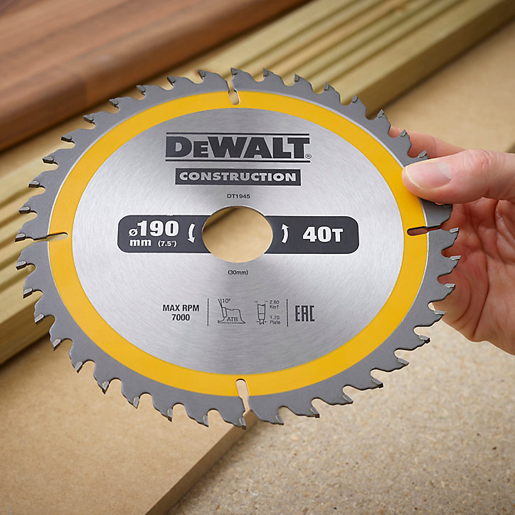 Lame scie circulaire construction TCT 190 x30 40T DeWalt