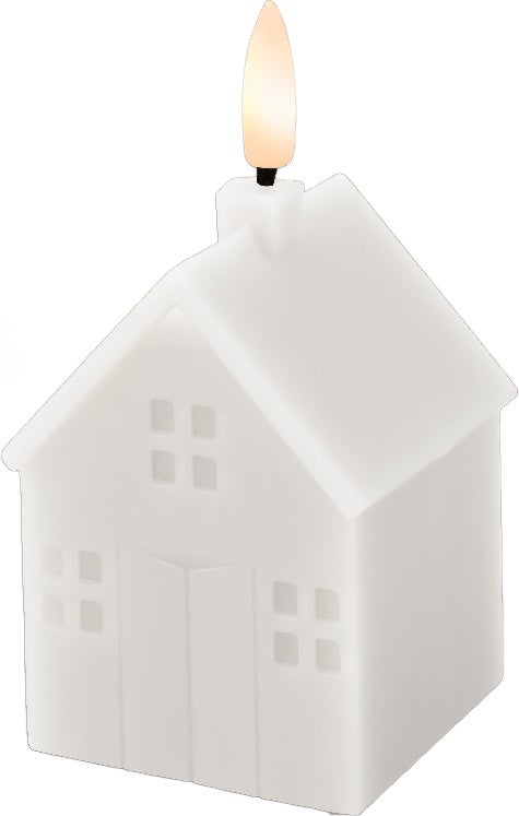 Lumineo LED stompkaars huis Talo wit 6 x 6 x 11,3 cm