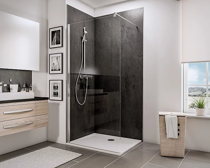 Paroi de douche à l'italienne, 90 x 190 cm, Schulte NewStyle, Walk In, verre transparent anticalcaire