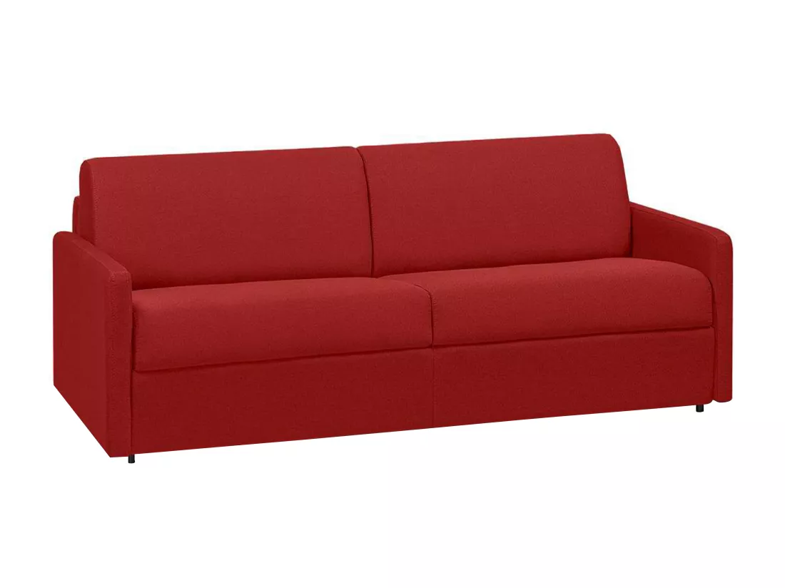 Canapé 4 places convertible express en tissu rouge - Couchage 160 cm - Matelas 18 cm CALIFE