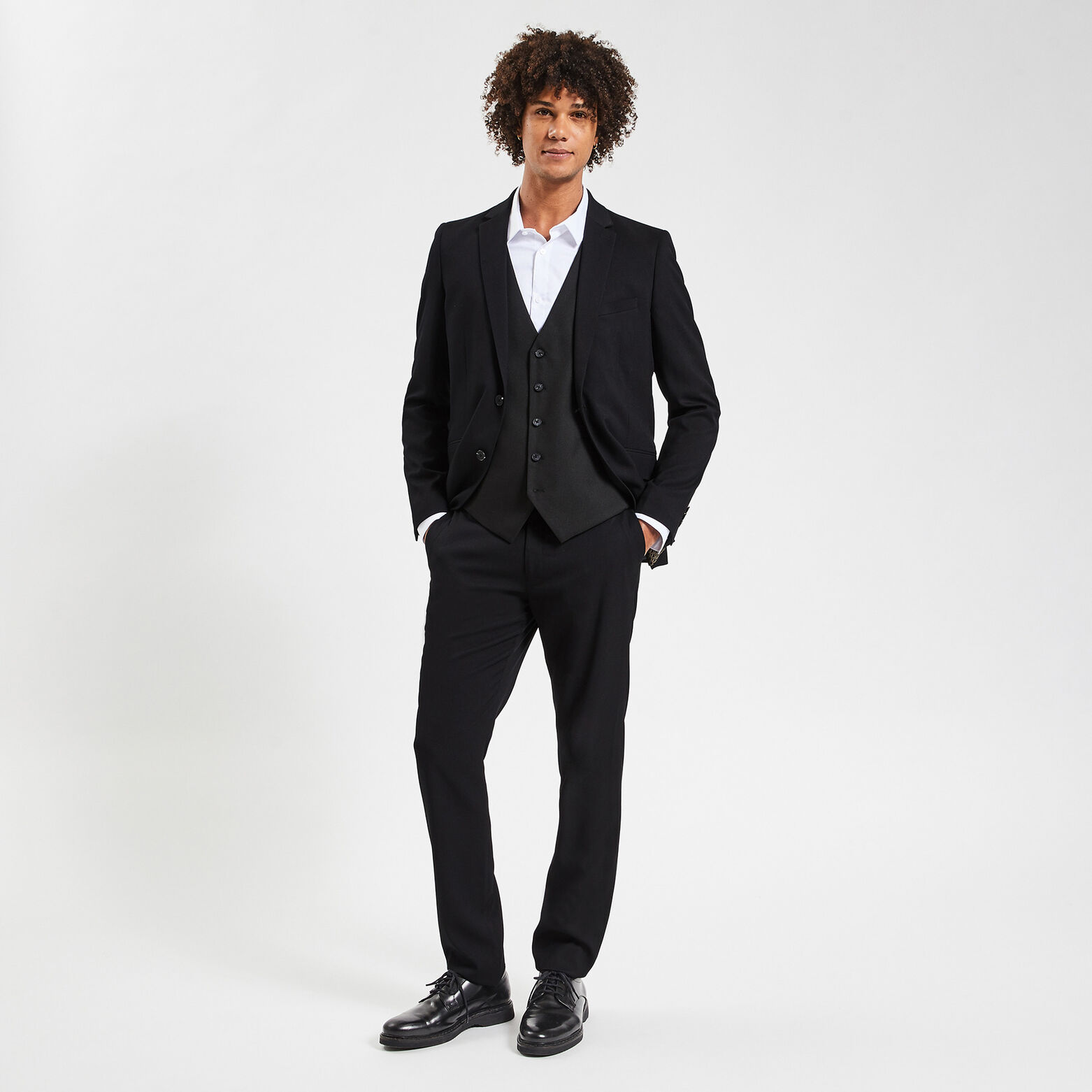Gilet de costume uni slim Noir