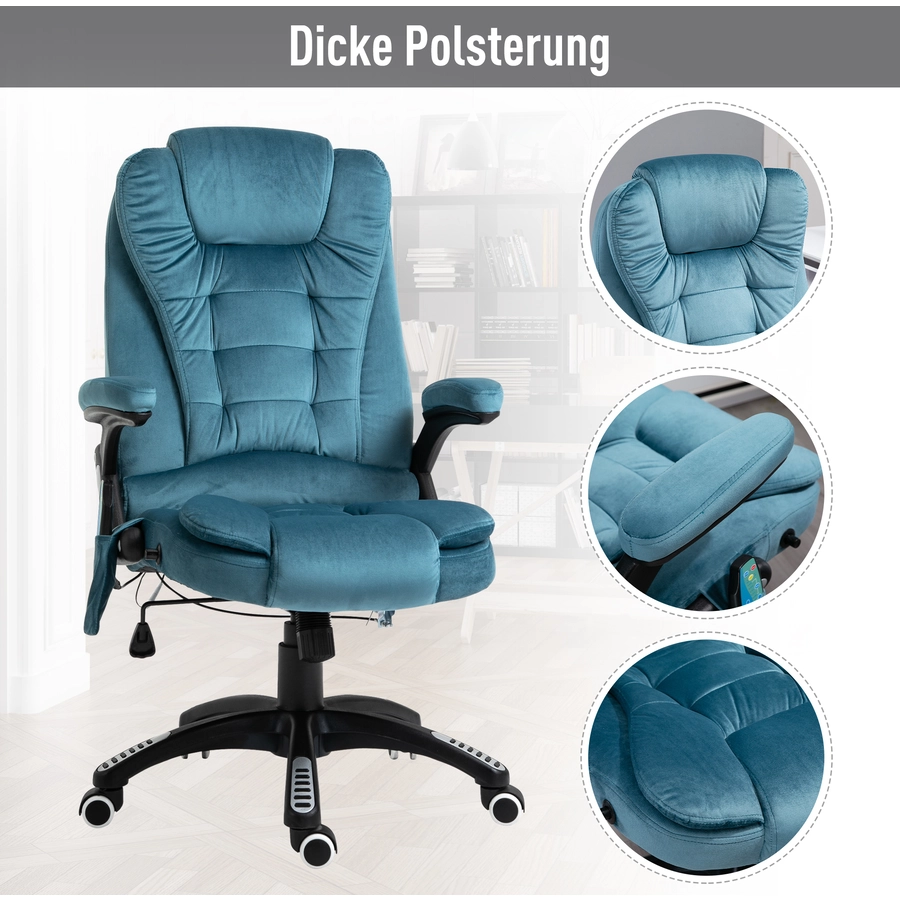 Vinsetto Bürostuhl mit Massage- und Wärmefunktion blau