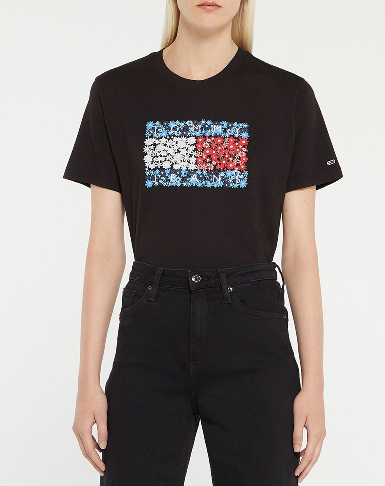 Tommy Jeans T-Shirt 100% Coton Bio Relaxed Flag noir