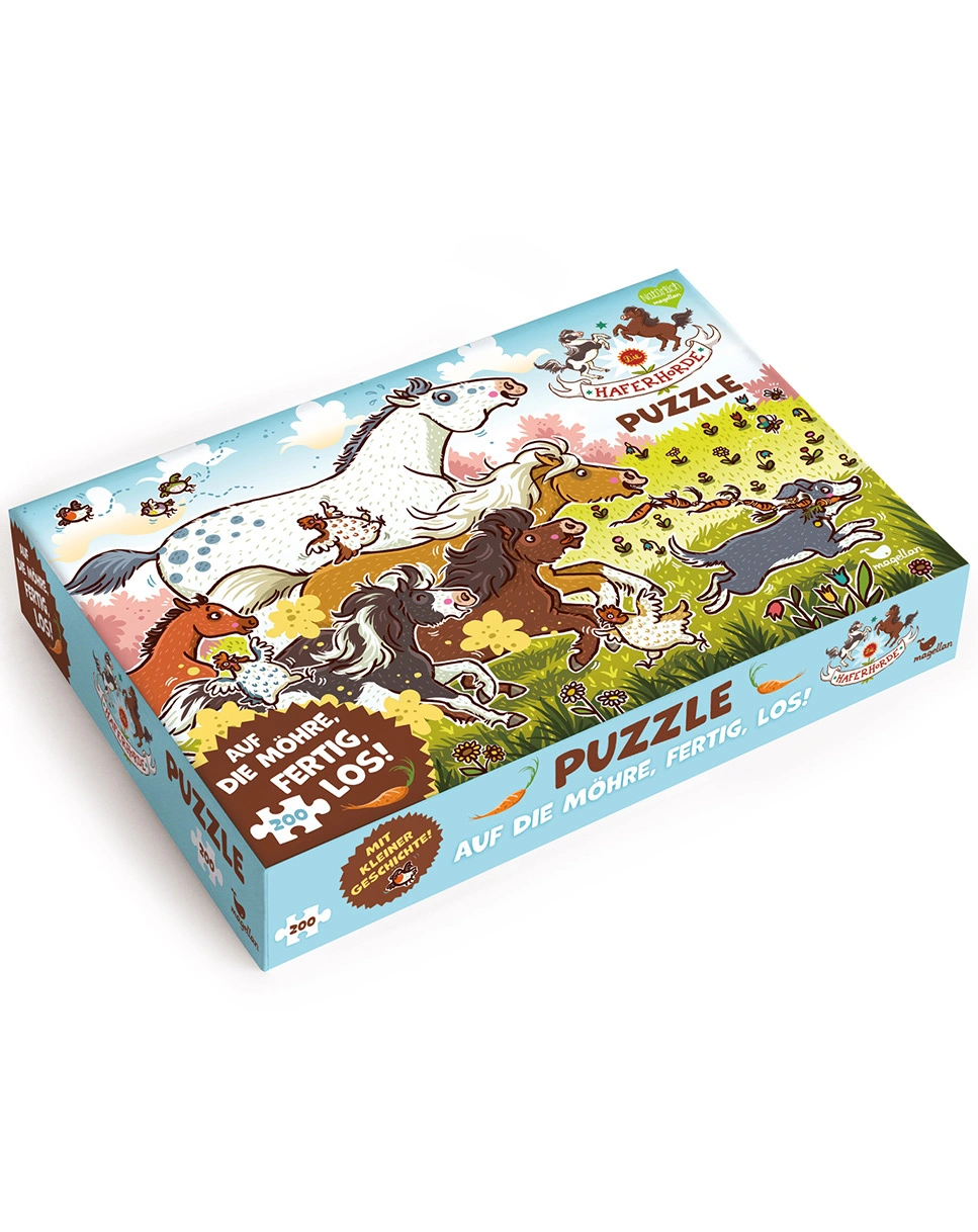 Puzzle DIE HAFERHORDE - AUF DIE MÖHRE, FERTIG, LOS! 200-teilig