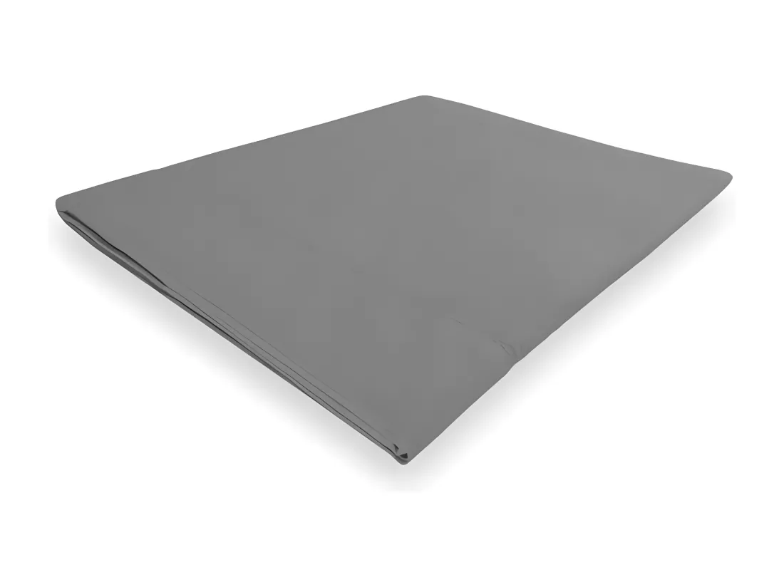 Drap plat en coton 260x300 cm PERCALE gris, par Soleil d'ocre