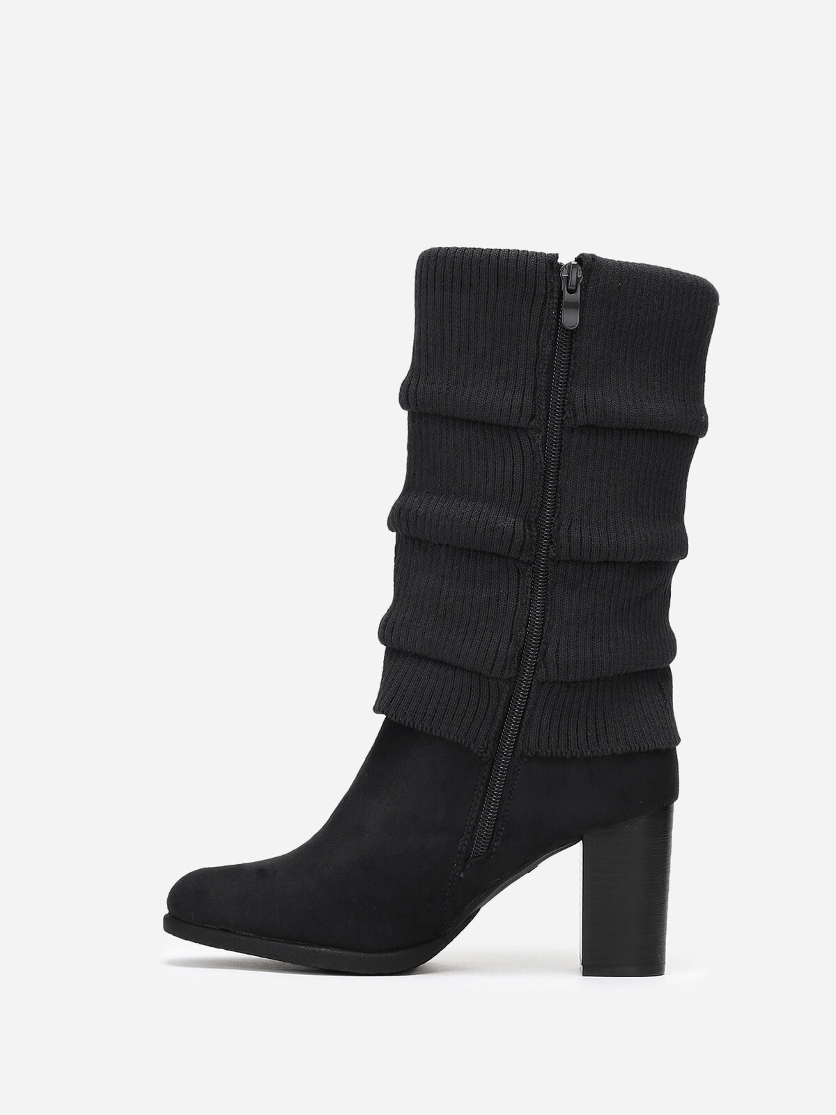 Bottes effet chaussettes plissées- Noir
