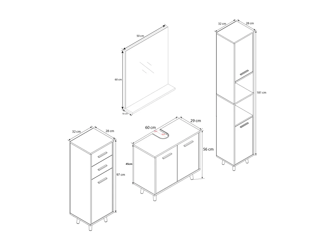 Set de meubles de salle de bain complet 4 pièces Landos l