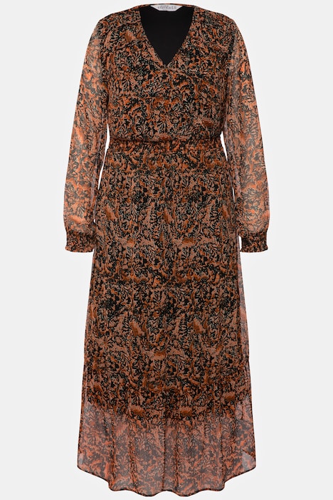 Maxikleid, A-Line, Paisley Print, V-Ausschnitt, Langarm