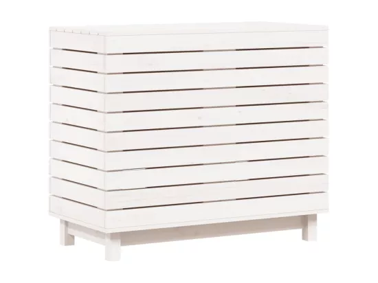 Panier à linge blanc 88,5x44x76 Bois massif de pin