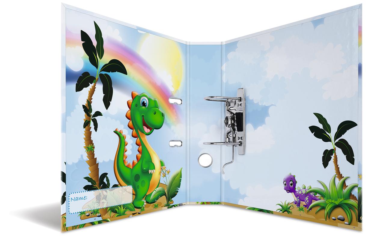 Ordner Dinos A4 7 cm, GelbMotivordner im A4 Format mit Hebelmechanik und Griffloch