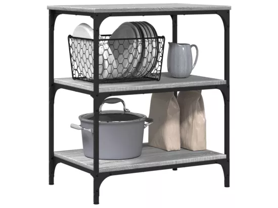Chariot de cuisine sonoma gris 60x41x76 cm bois d'ingénierie