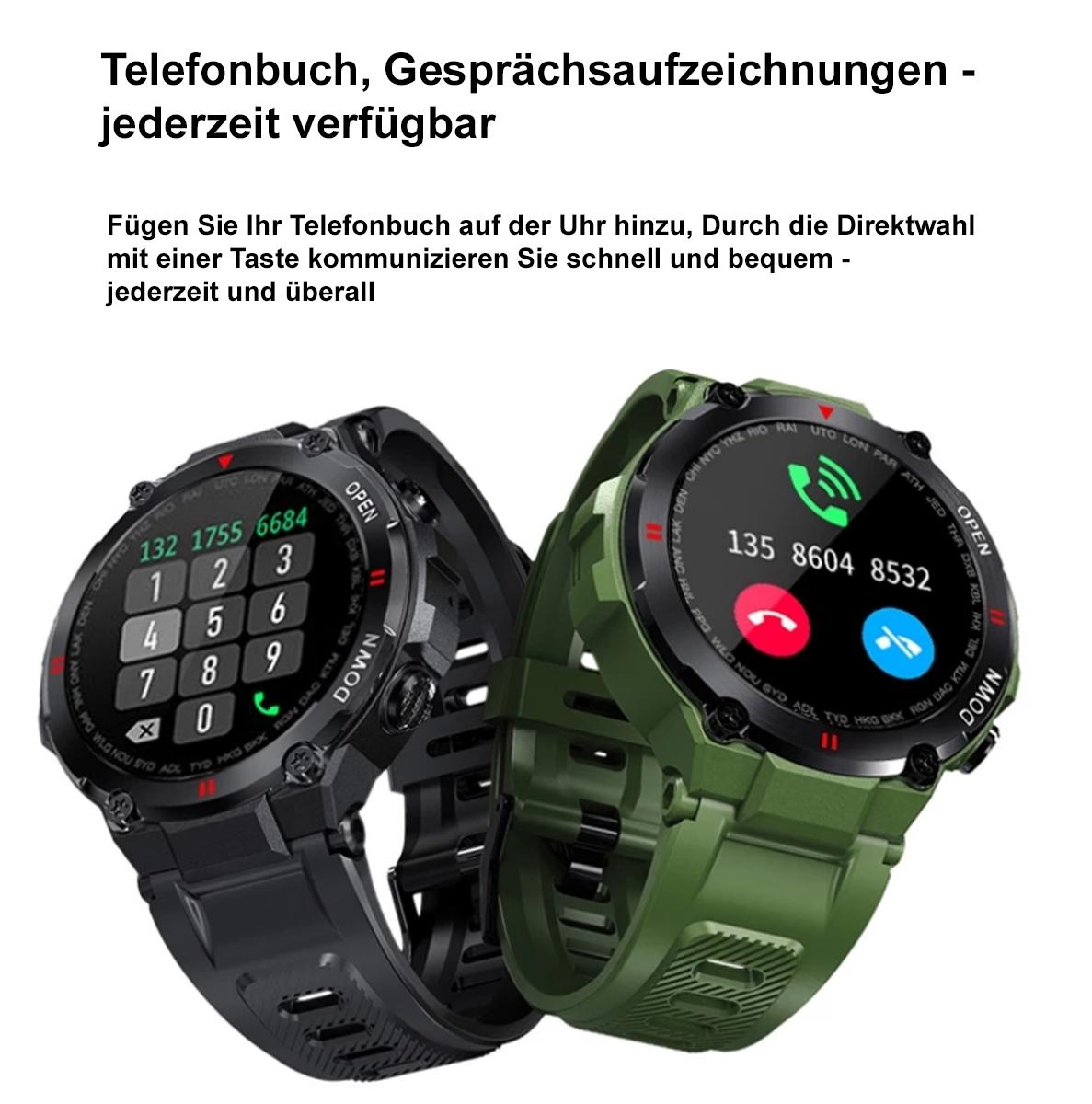 TPFNet Smart Watch / Fitness Tracker IP68 - Silikon Armband - Android & IOS - Schwarz