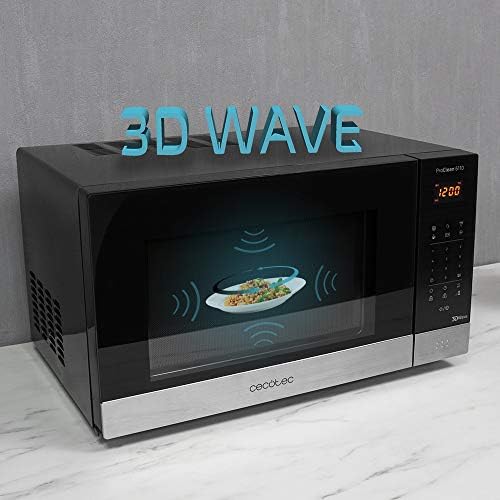 Cecotec Micro ondes avec Gril de 23 L ProClean 6110 Comptoir. 1280W, Numérique, Revêtement Ready2Clean et Technologie 3DWave, Écran LED, Noire, avec finitions en Acier inoxydable : Cuisine et Maison