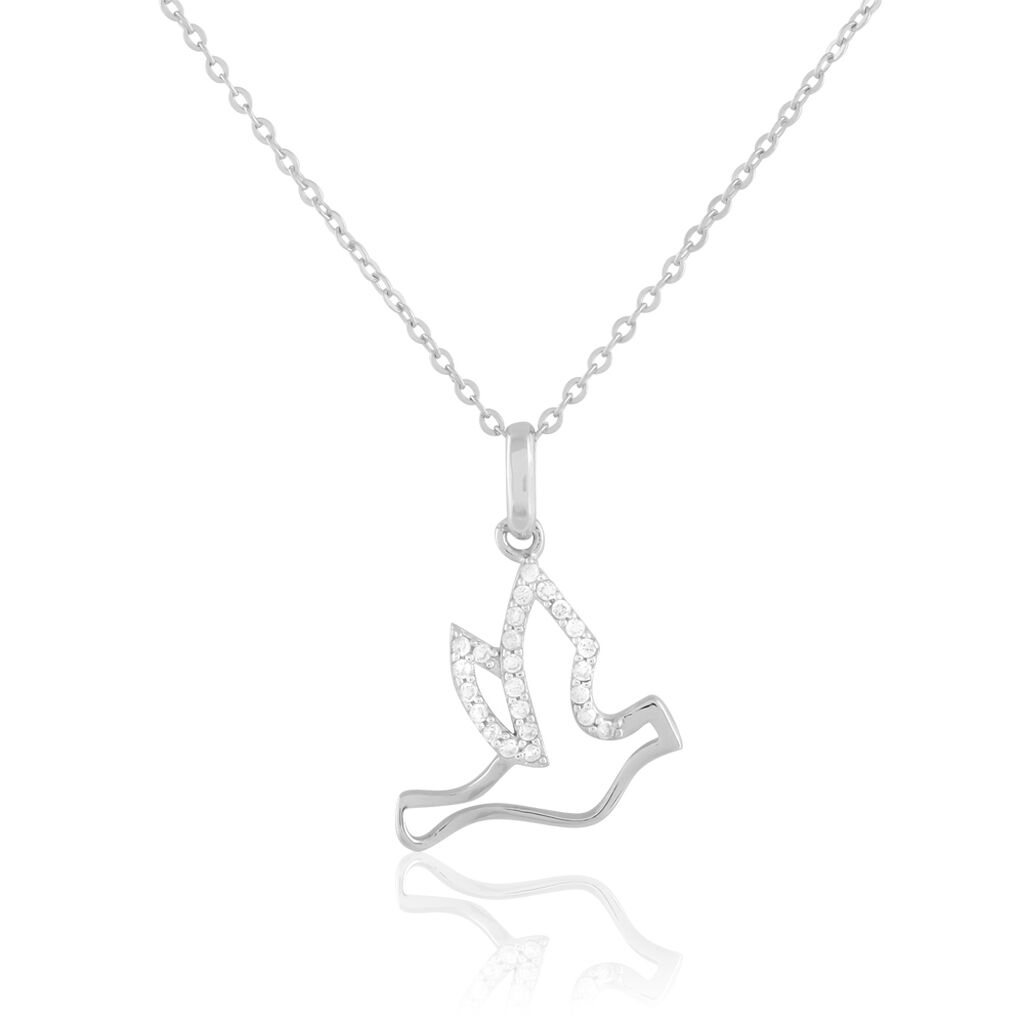 Collier Colombe Argent Blanc Oxyde De Zirconium