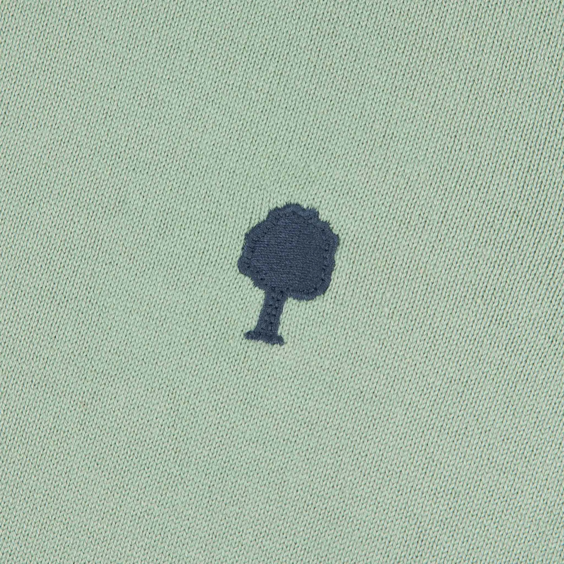 Pull vert clair broderie arbre coton et coton recyclé - modèle marly