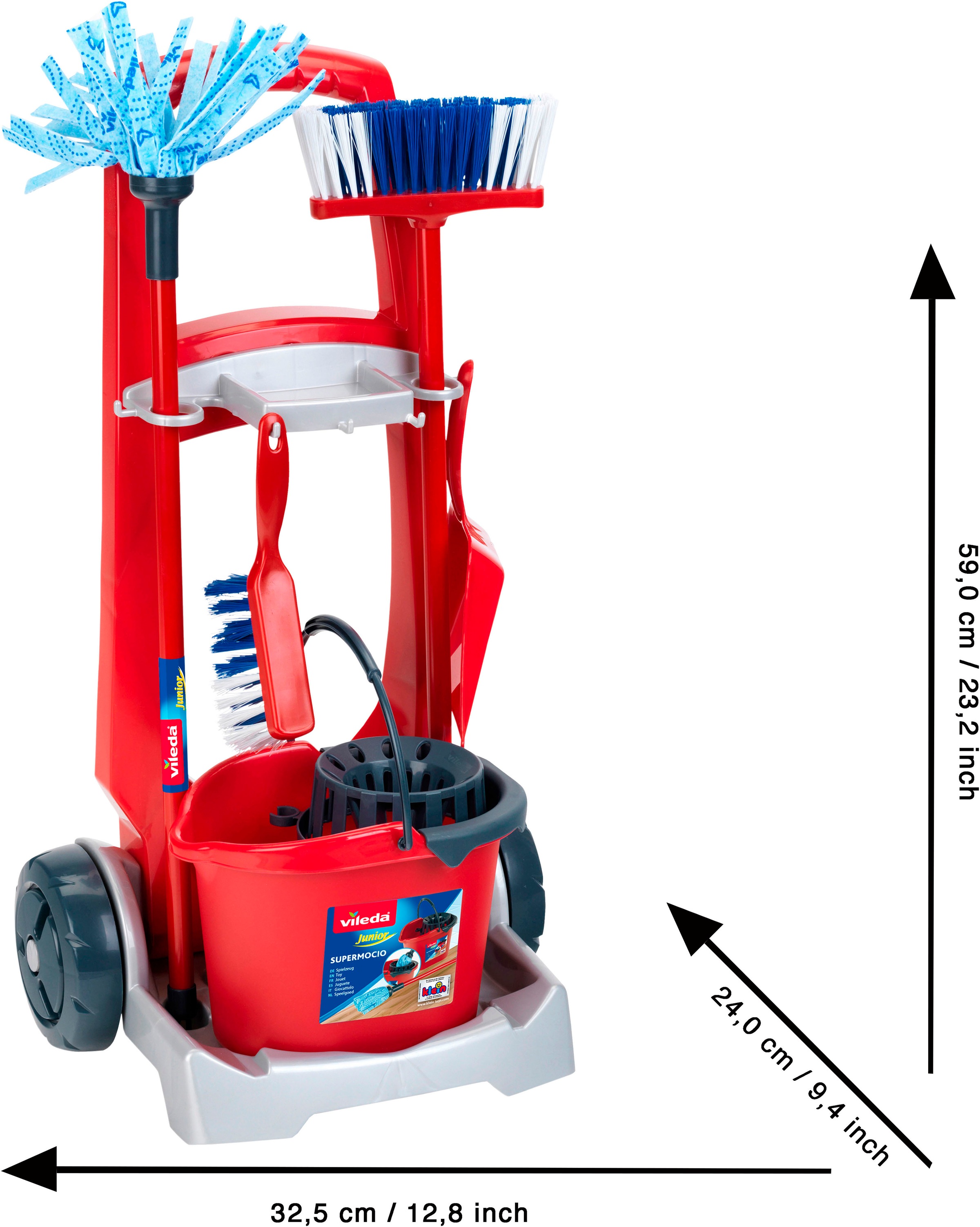 Klein Kinder-Besenwagen »Vileda« mit Staubsauger; Made in Germany