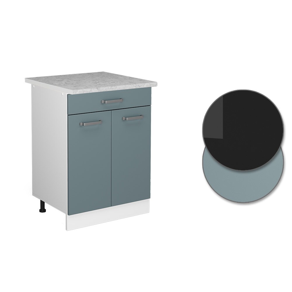 Vicco Schubunterschrank Küchenschrank R-Line Solid Weiß Blau Grau 60 cm modern Arbeitsplatte