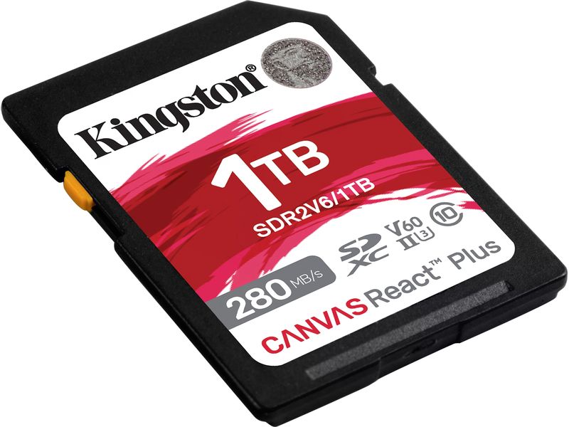 Kingston SDXC-Karte Canvas React Plus V60 1000 GB V60 SD Speicherkarte für professionelle 4K-UHS-II-Kameras
