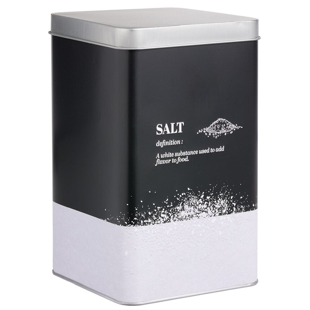 Boîte à sel en métal noir et gris design salt - 10,7x10,7xH.17,5cm