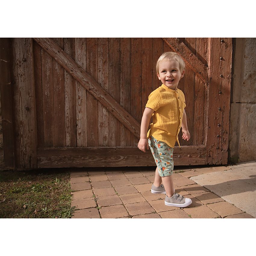 Chemise double gaze de coton pour bébé garçon - Jaune