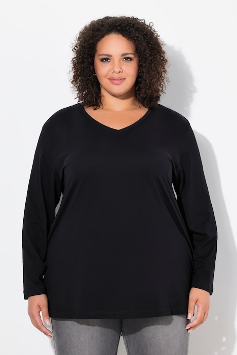 Shirt, V-Ausschnitt, Relaxed, Langarm