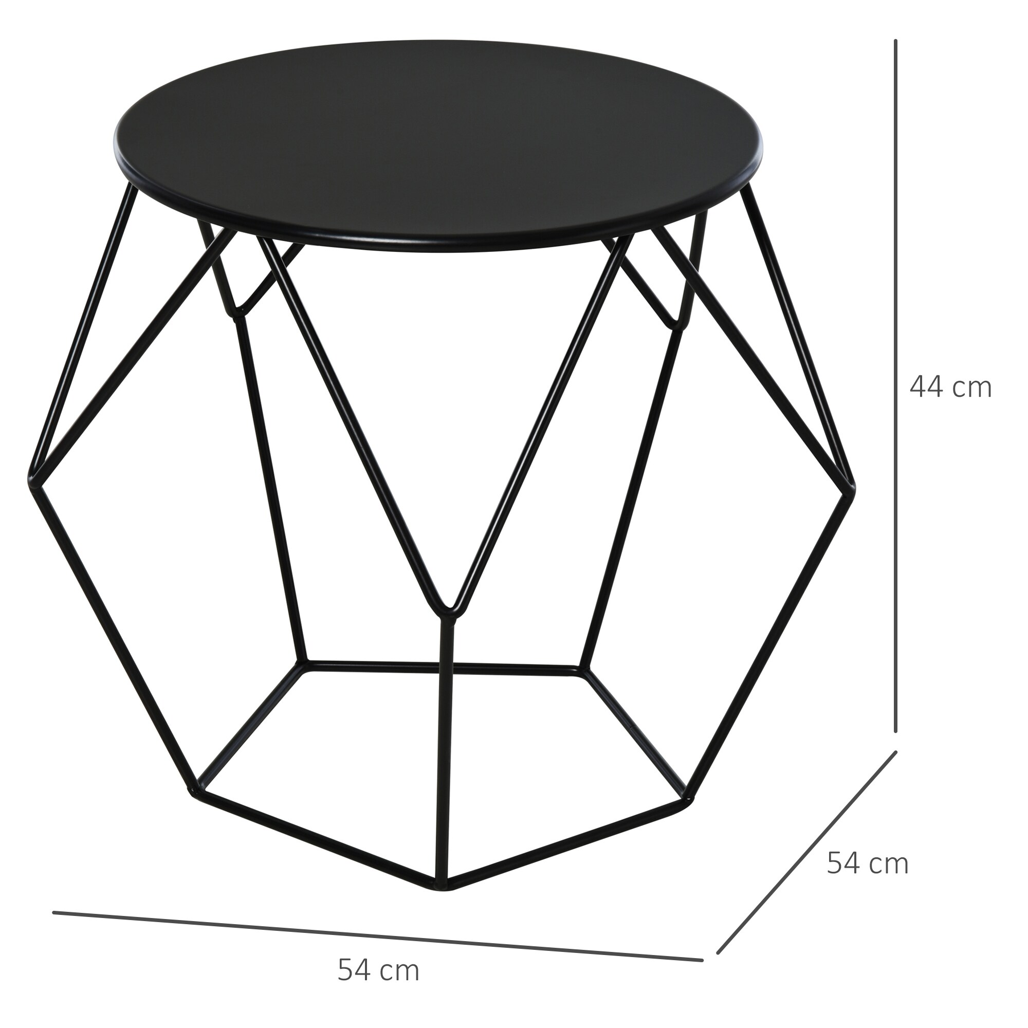 HOMCOM Beistelltisch schwarz 54 x 54 x 44 cm (LxBxH)