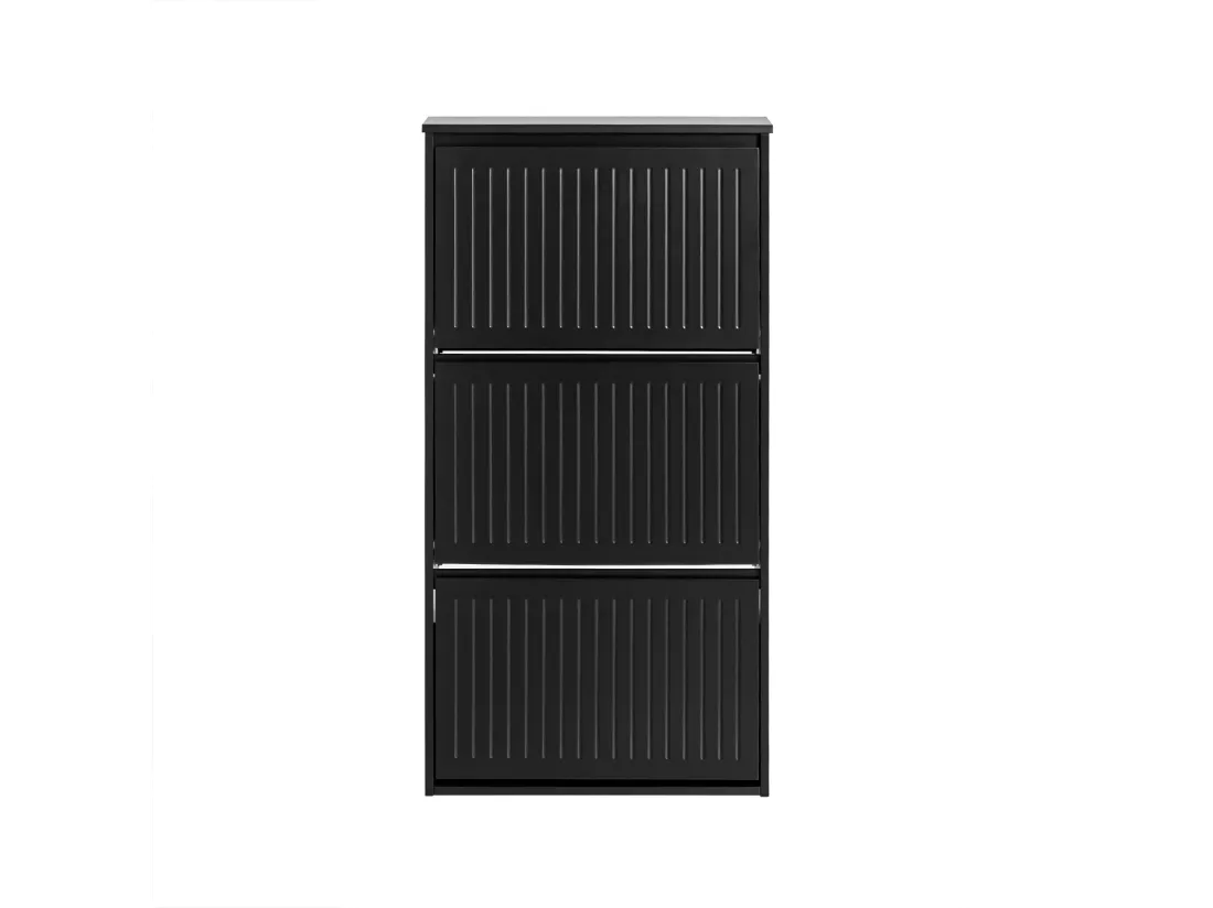 SoBuy Meuble à Chaussures Meuble d'entrée Meuble de Rangement à Chaussures avec 3 Abattants pour Petite Entrée Couloir, Noir, LPH 61x26x120 cm, FSR165-H-SCH