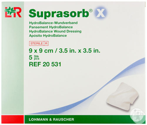 Lohmann & Rauscher Suprasorb X Pansement HydroBalance Compresse Cellulose 9x9cm 5 Pièces (20531)