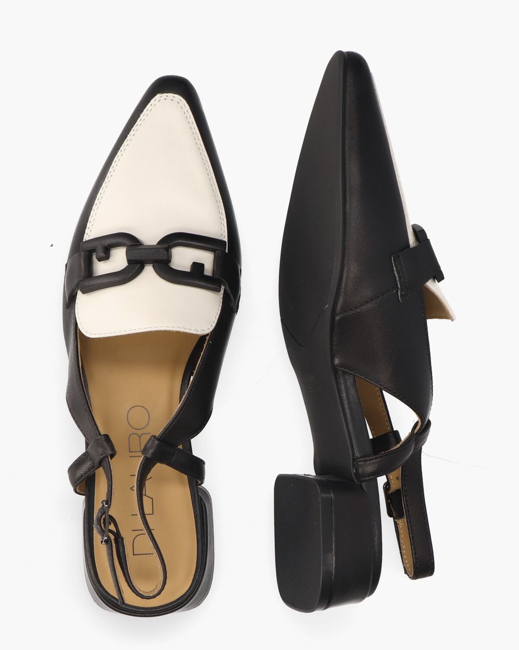 Di Lauro Wilicha Zwart/Off-White Dames Slingbackloafers