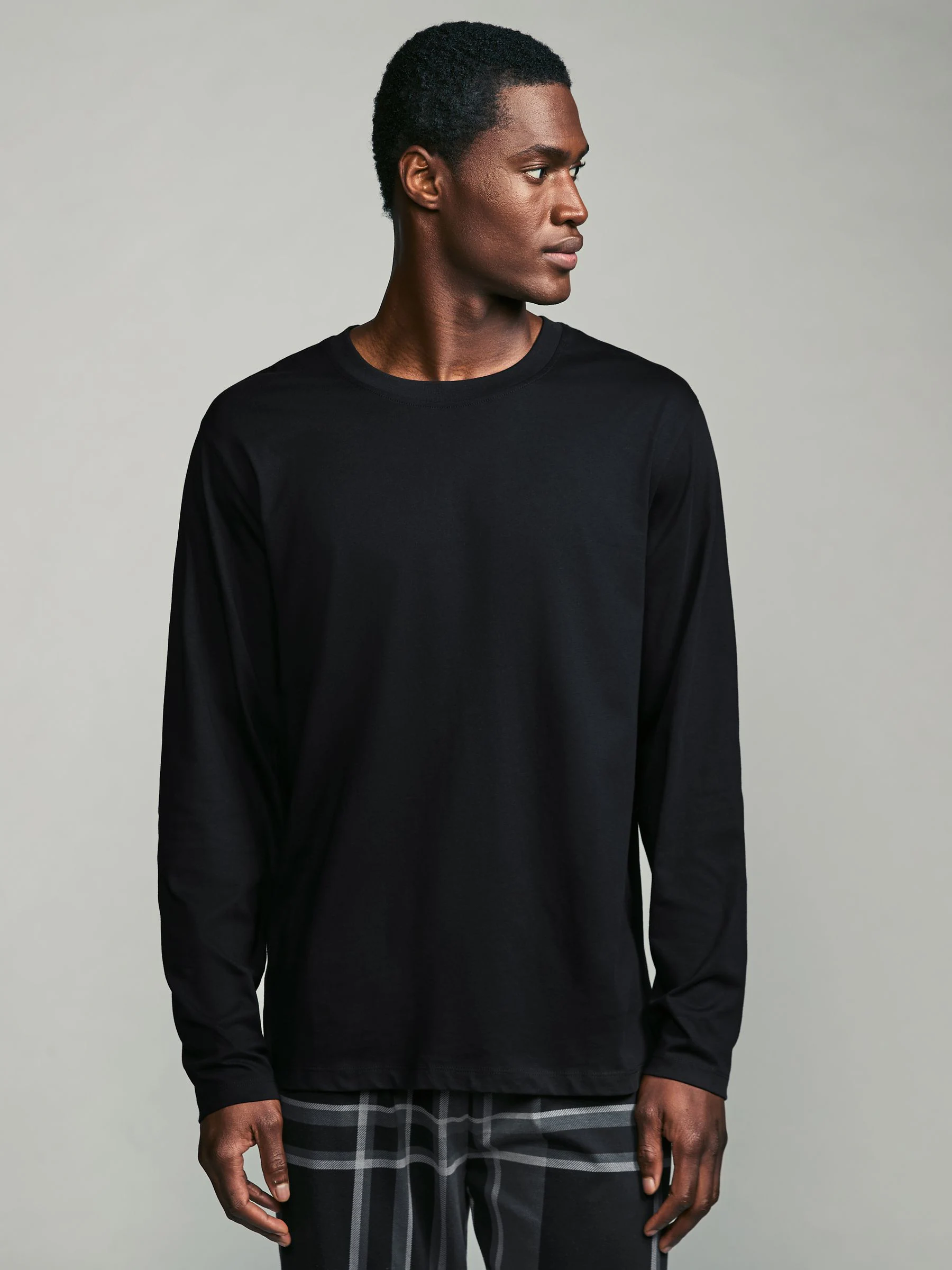 Zwart/grijs geruit - Pyjamaset met lange mouwen van 100% katoen
