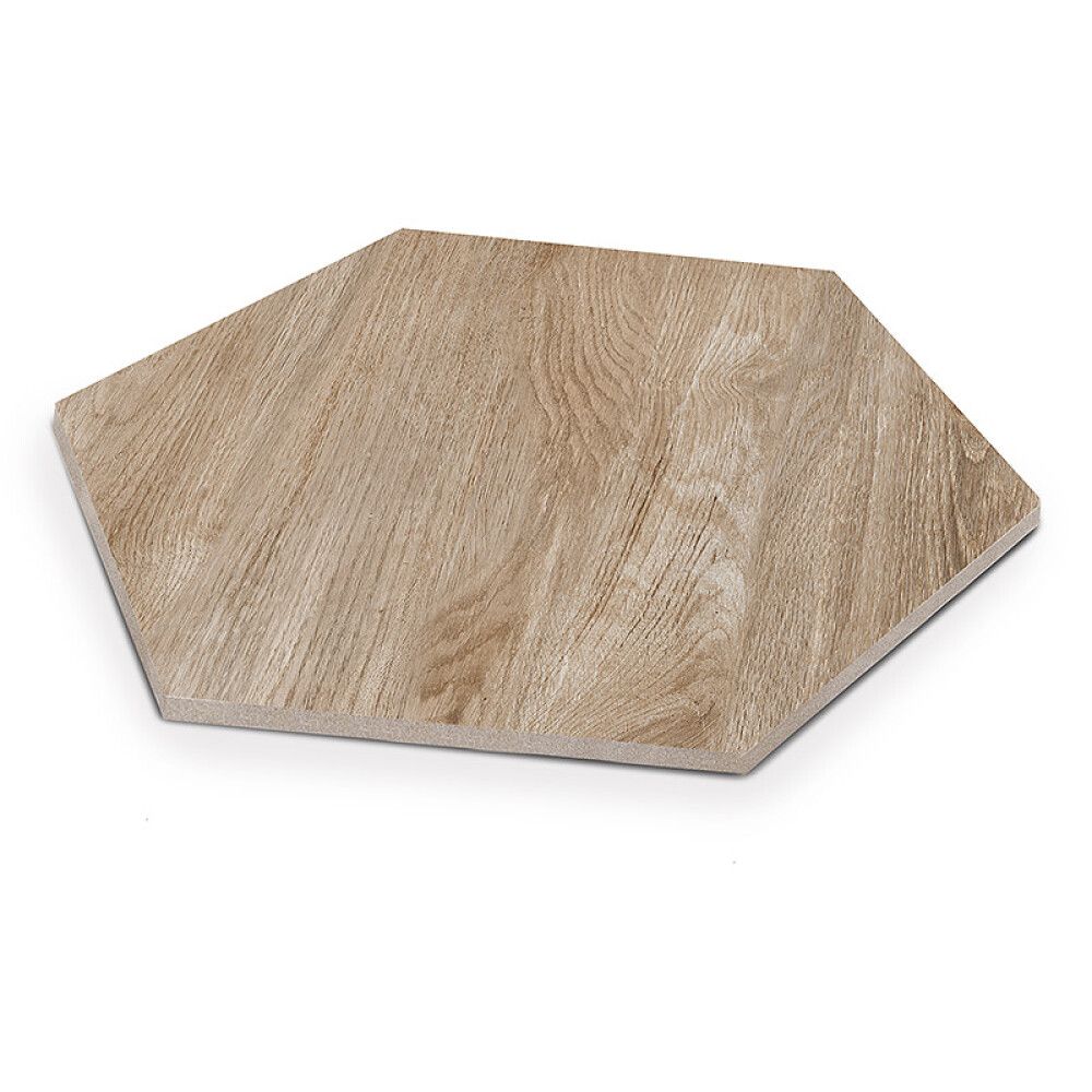 MARKSTEIN HEKSAGON FORESTA CHIARO TRESTRUKTUR BRUN 600X520X20 MM