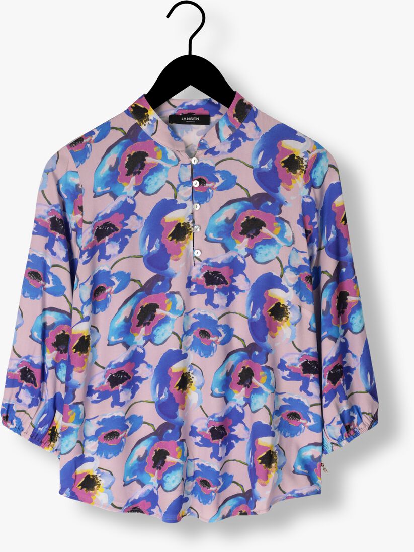 JANSEN AMSTERDAM blauwe jansen amsterdam blouse pf126 printed 3/4 raglan sleeve top