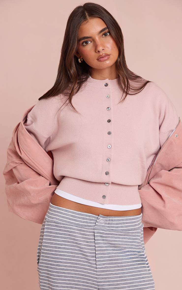 Rose Cardigan En Maille Compacte