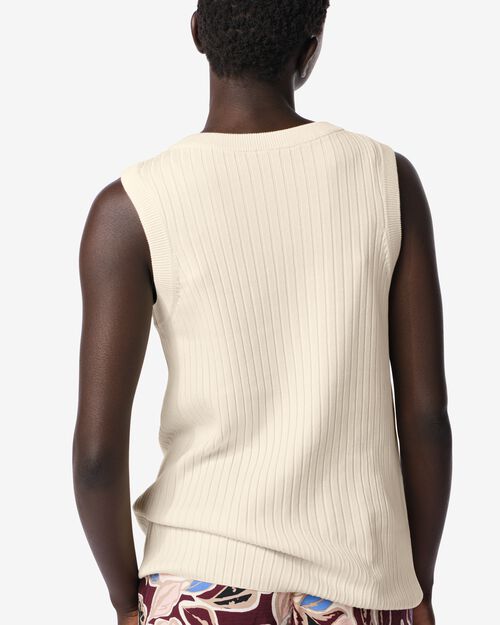 débardeur côtelé Frida femme  blanc cassé