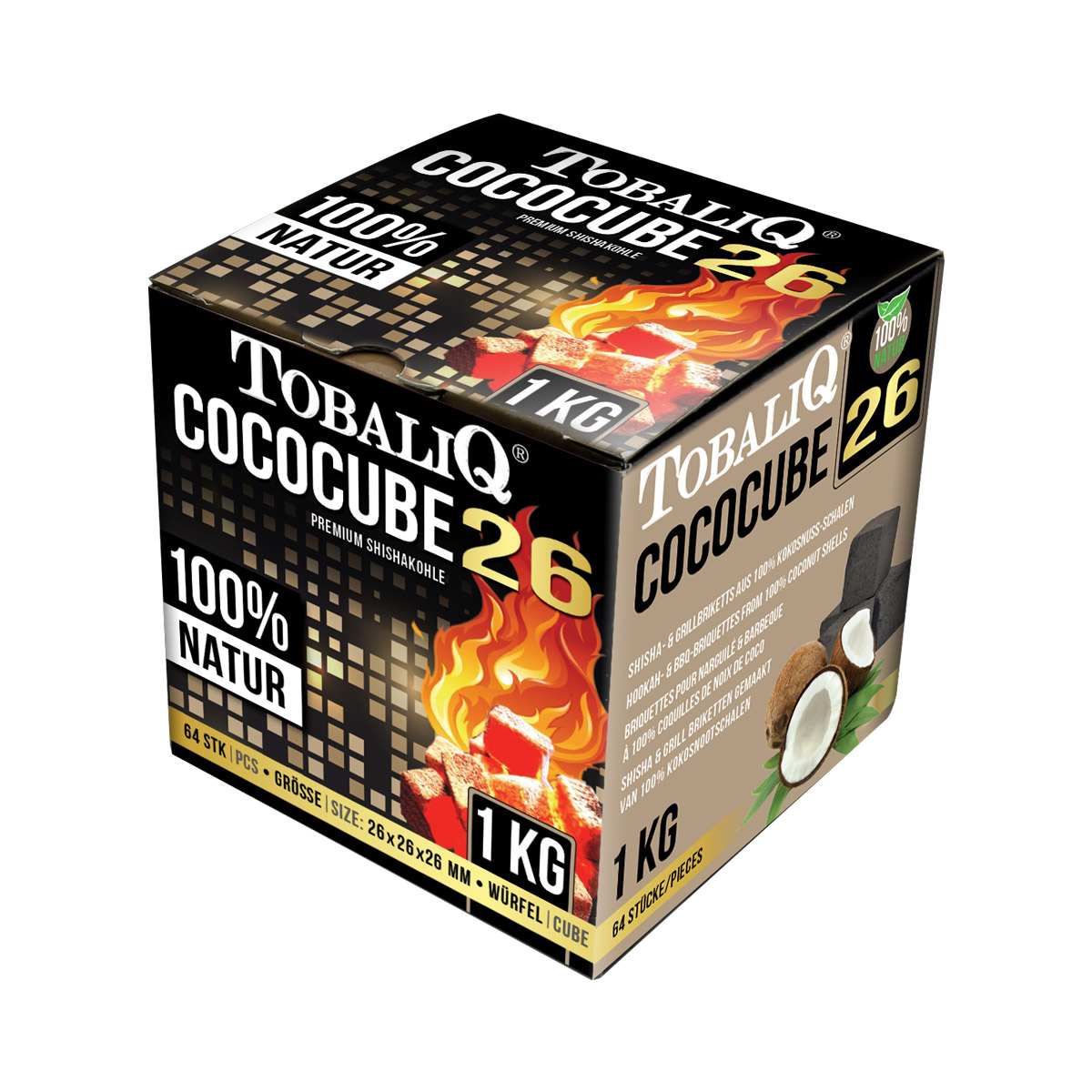 12 x TobaliQ Shishakohle COCOCUBE 26, 1Kg = 12kg