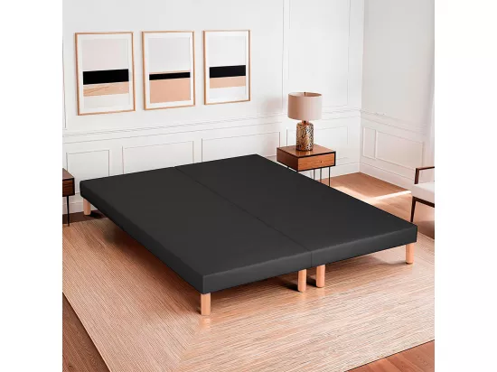 BELLECOUR LITERIE | Jeu de 2 sommiers tapissiers CAPUCINE 2x70x190 cm | Epaisseur 13 cm | Gris anthracite (pieds inclus)