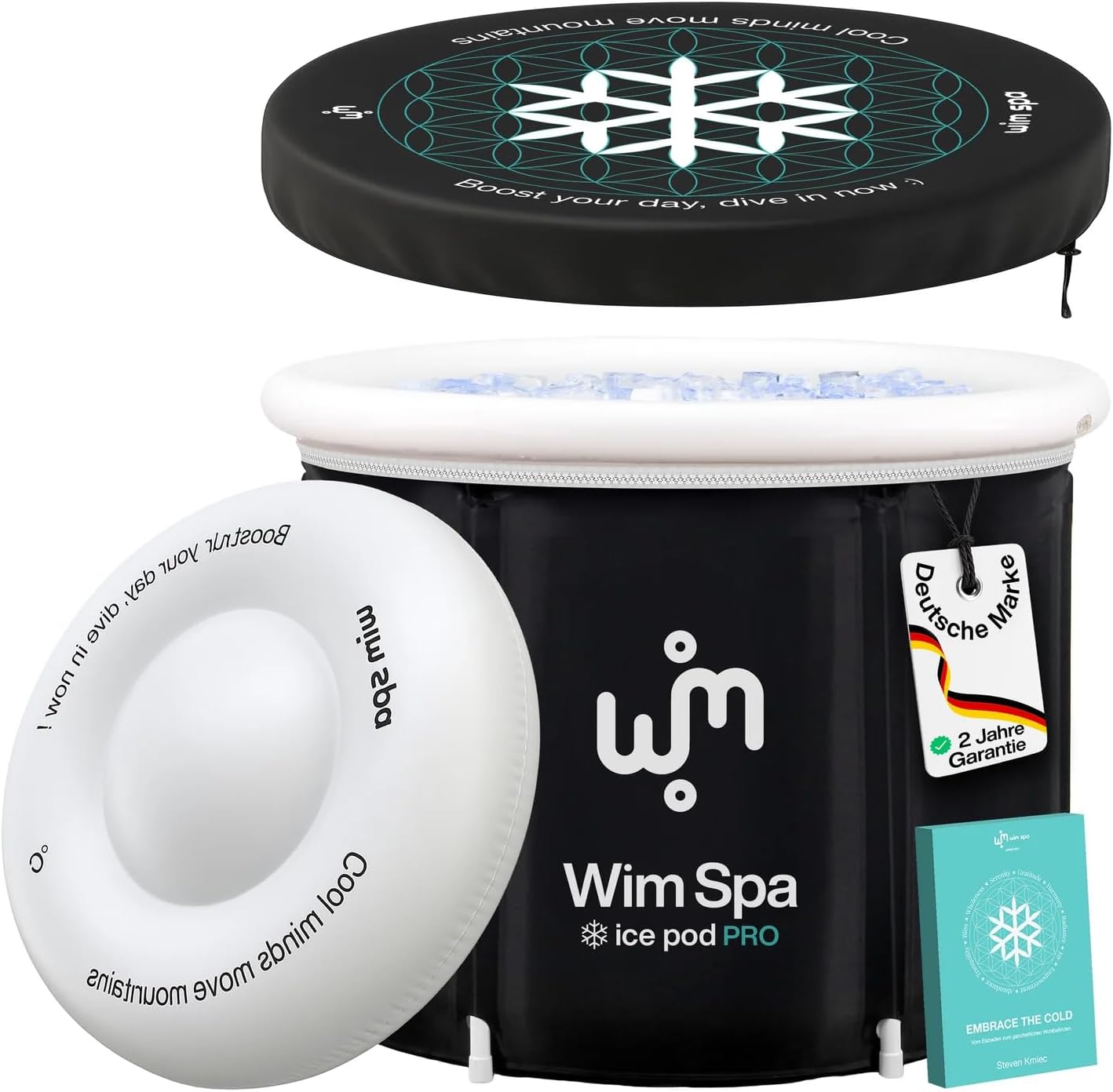 Ice Pod Pro (90×75 cm) [Das Original seit 2015] Faltbares, isoliertes Eisbad mit ThermoDome, Abdeckung, Thermometer, eBook UVM. – Mobile Kältetherapie Badewanne für Outdoor & Indoor