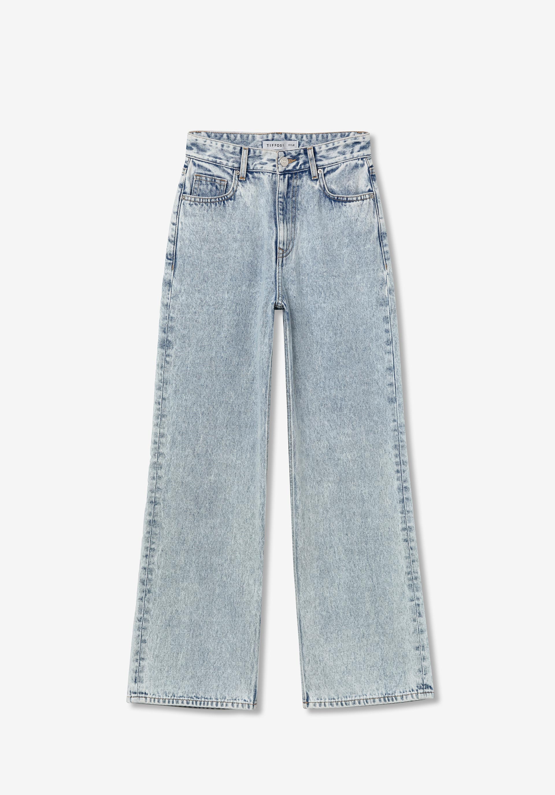 Jeans Kylie Wide Leg Cintura Alta Acid Wash