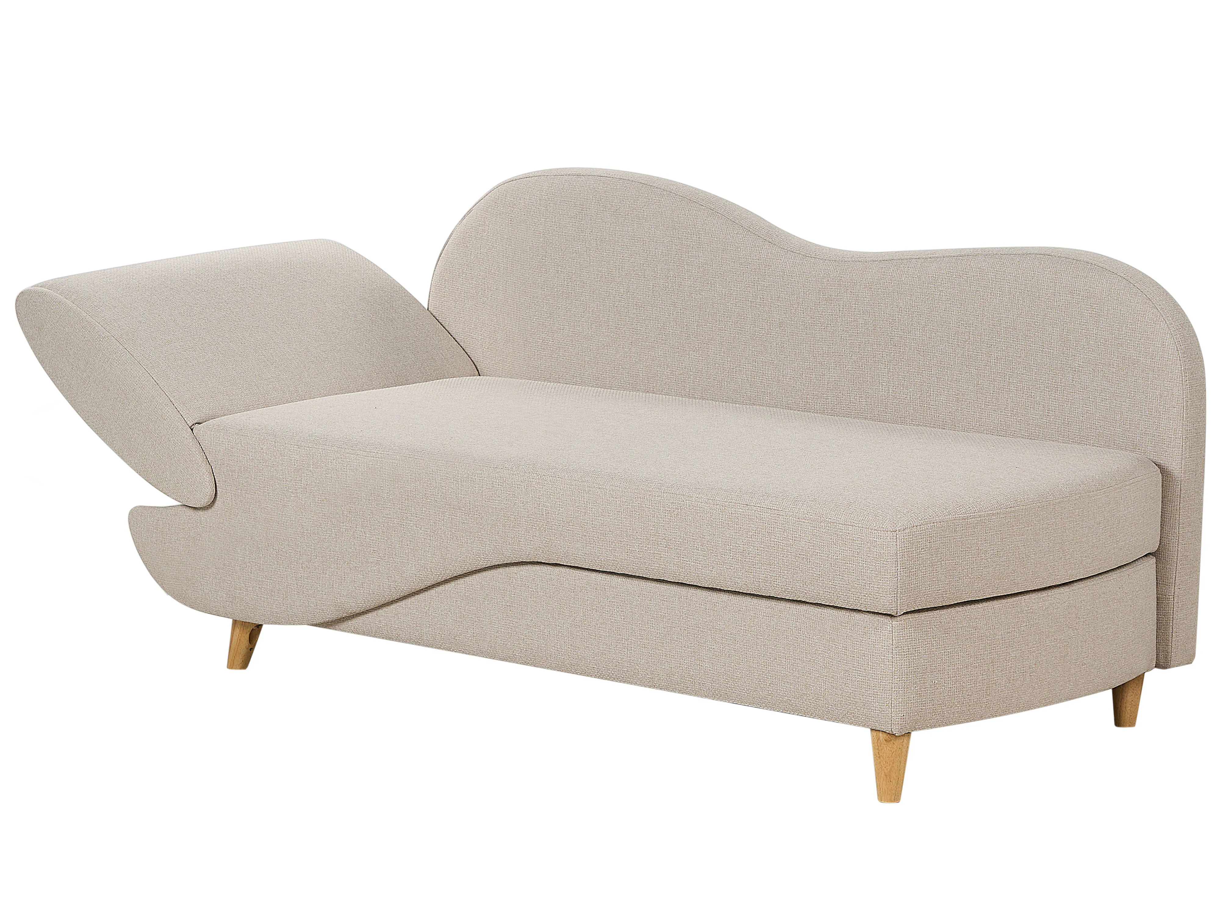 Linkszijdige chaise longue MERI Kunstlinnen Beige met opbergruimte