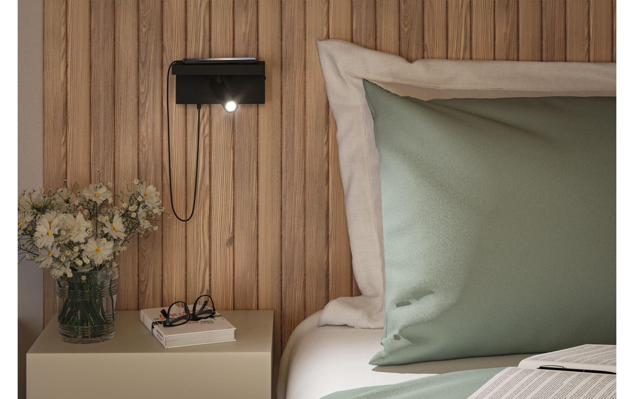 Wandleuchte 3-Step-Dim Jerik USB C SchwarzDimmbare LED Wandleseleuchte