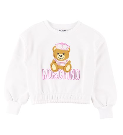 Moschino  Sweats?t - Hvid/Rosa m. Print/Pailletter