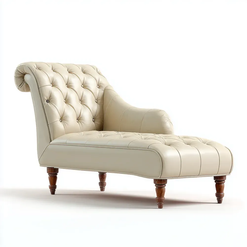 Chaise Lounge Leder 190 x 85 x 75 cm Creme