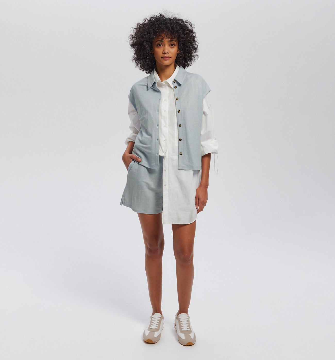 Chemise en jersey piqué - Bleu