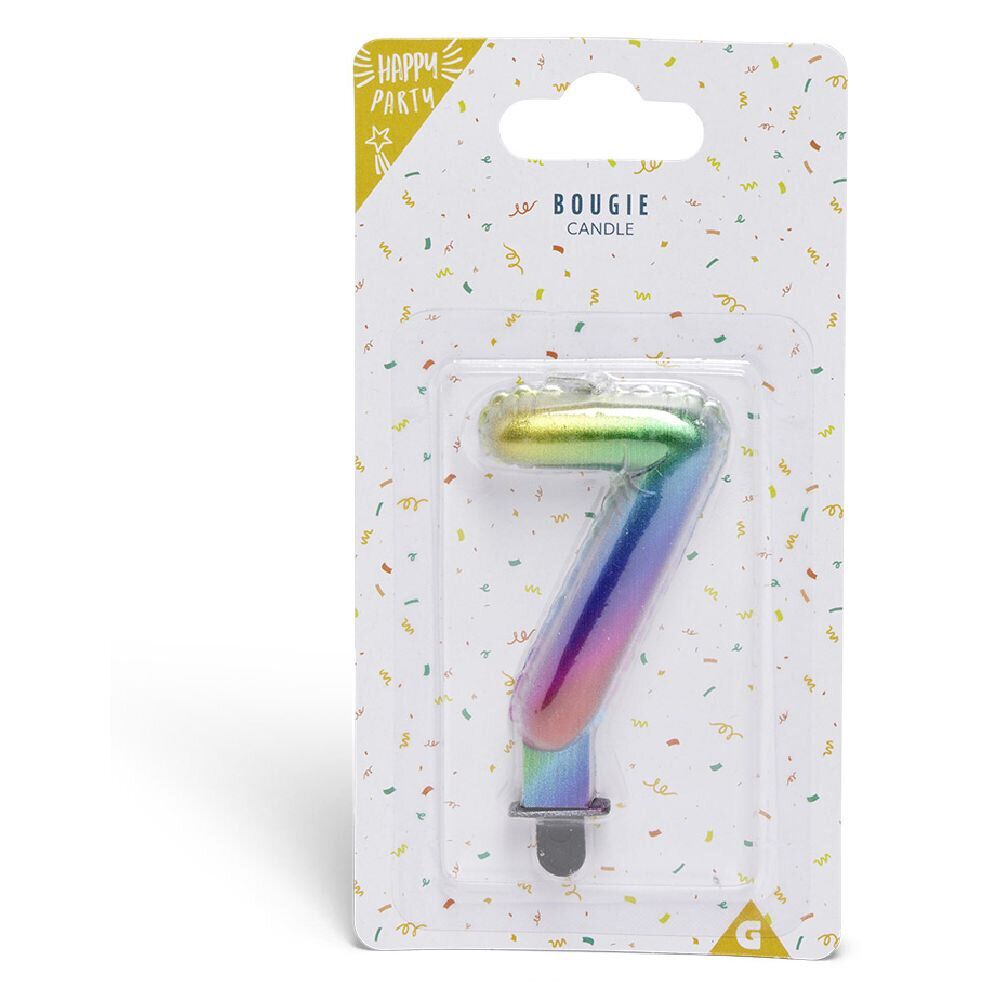 Bougie anniversaire chiffre 7 iridescent