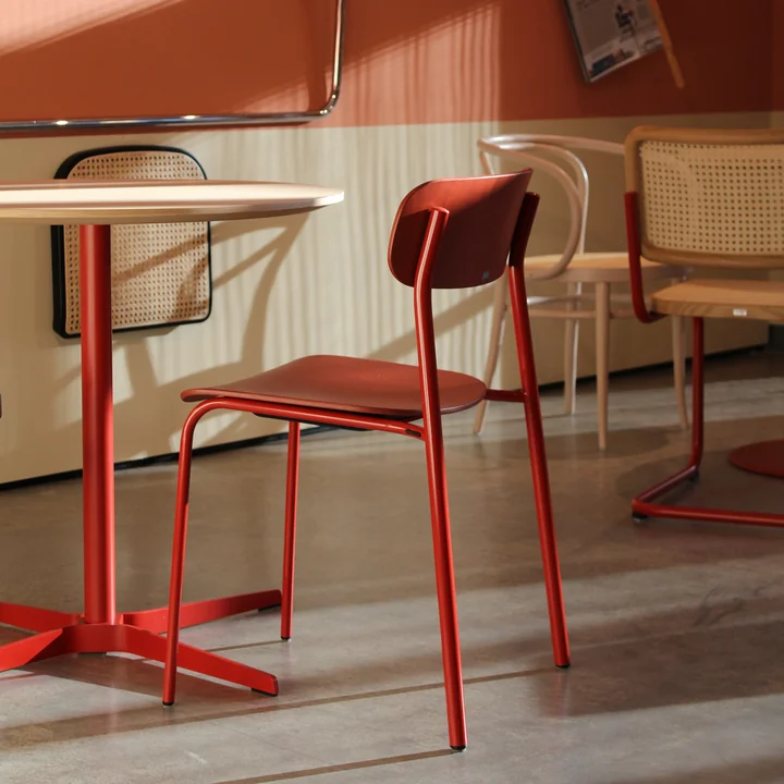 Thonet - S 243 Stuhl, Chrom / Eiche klar lackiert
