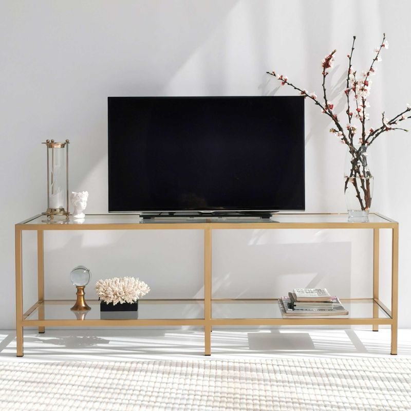 Kalune Design - Basic - TV-meubel - Goudkleurig - Glas - Metaal