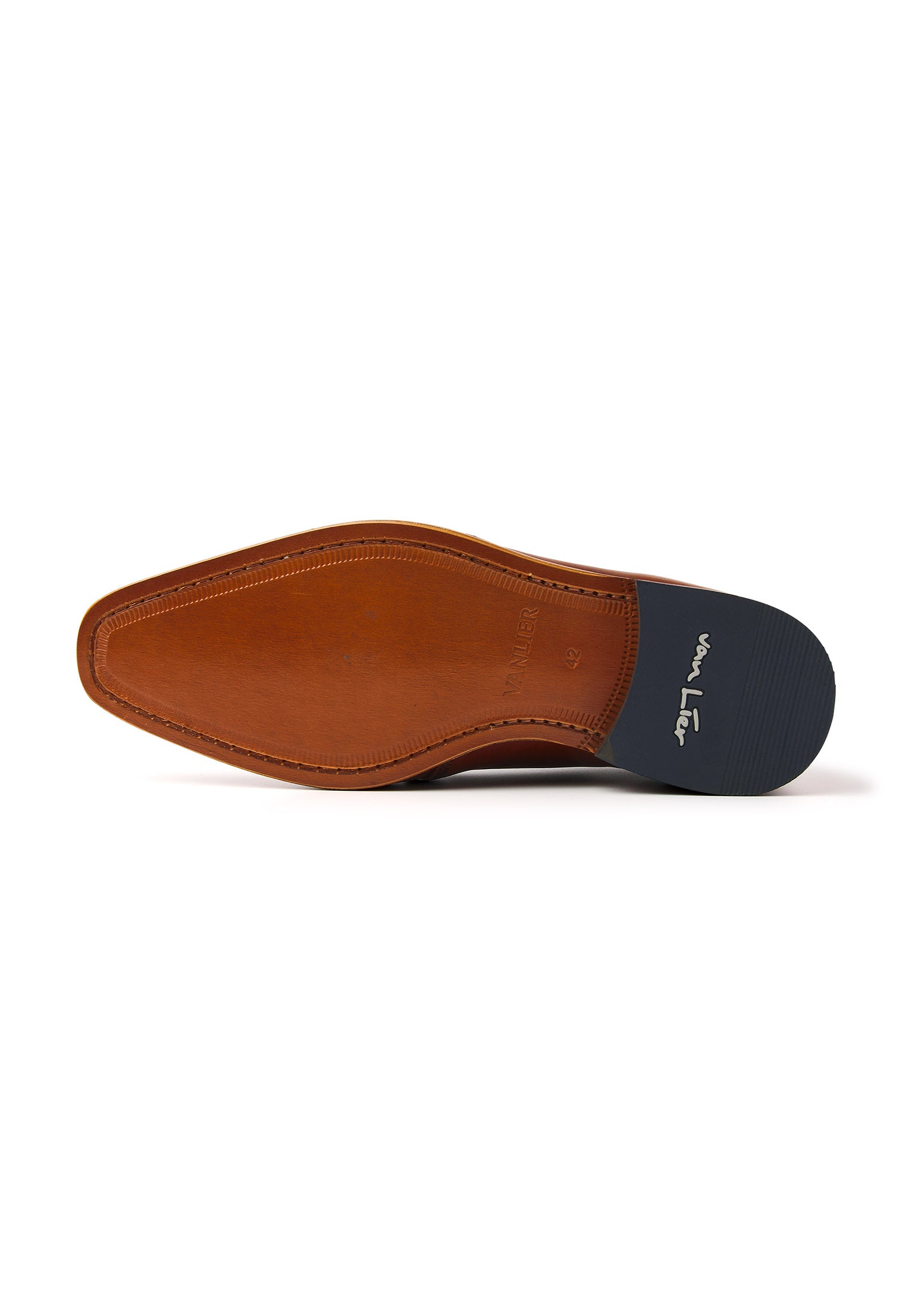 Cognac gladleren Rhodes halfhoge veterschoen